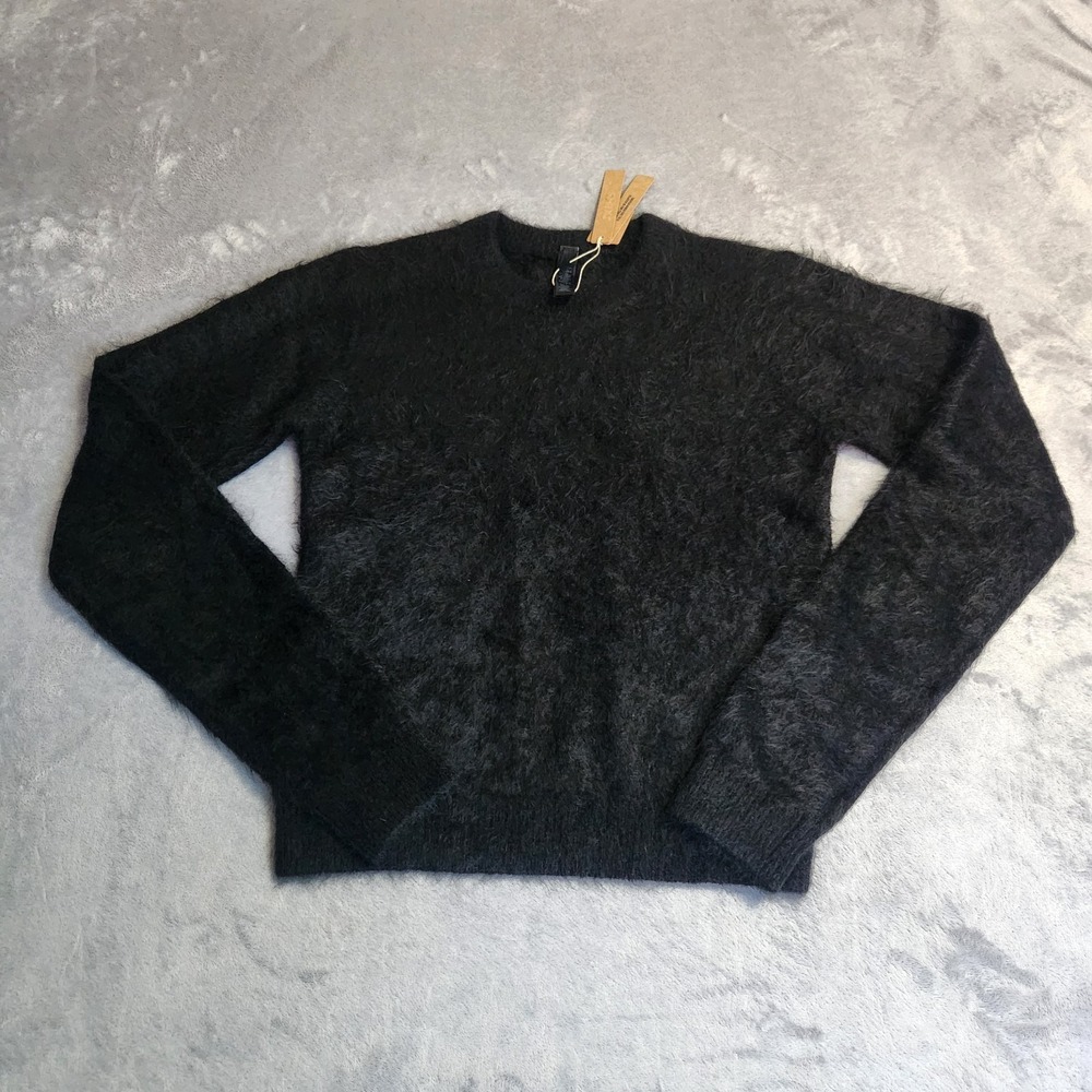 NEW SKIMS Brushed Alpaca Long Sleeve Sweater Fitted Crew Neck Onyx Black S Small